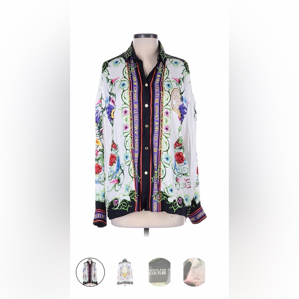 Versace Jeans Collection Women's Vibrant Floral Button-Down Shirt